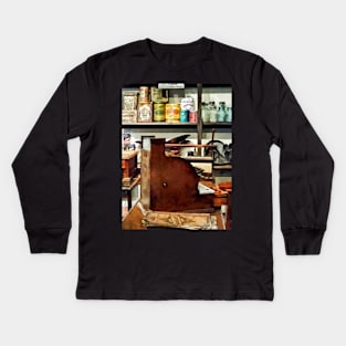 Wooden Cash Register in General Store Kids Long Sleeve T-Shirt